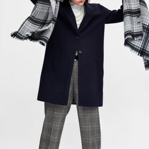 Zara Trafaluc Wool Coat Navy